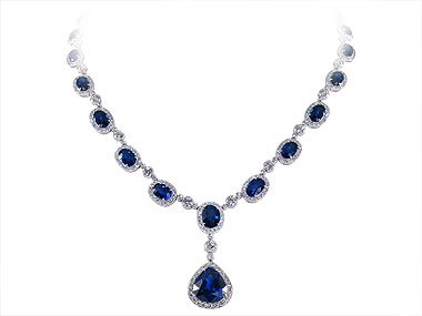 Sapphire Diamond White Gold Jewellery Necklace.