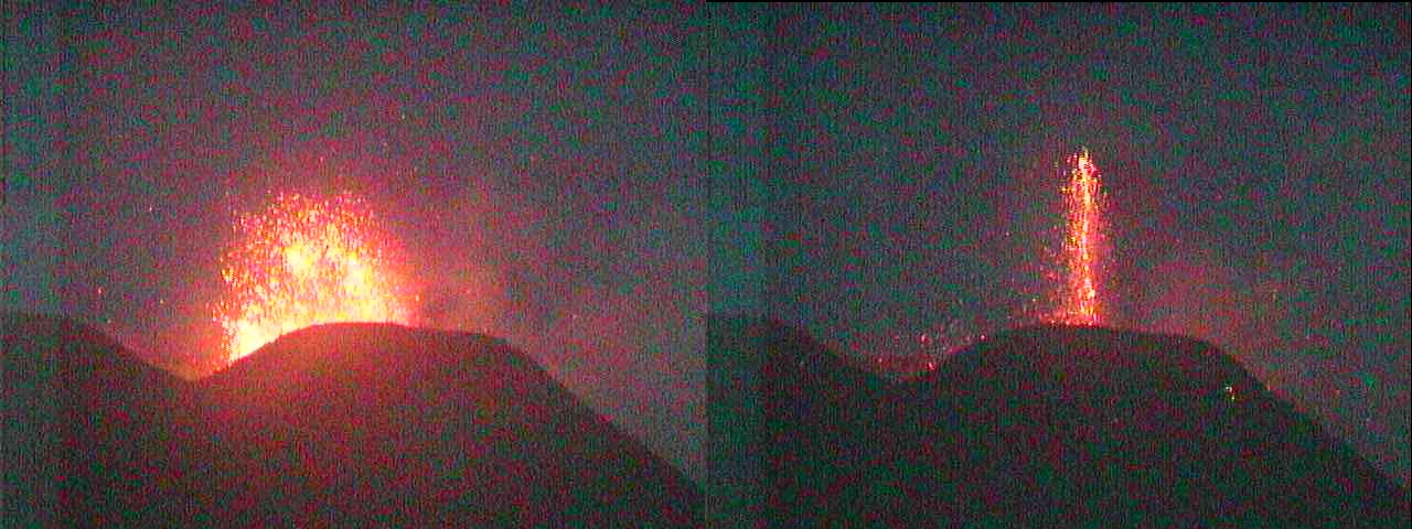 Activité du volcan Etna, 14 décembre 2013 en début de nuit