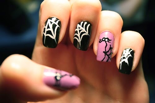 Pink Acrylic Nails White And Black Halloween Nail Art Design Fashion S Feel Tips And Body Care