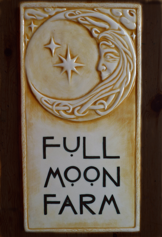 Decorative Handmade Ceramic Tile Relief Carved Custom 8 X 16 Custom Relief Carved Ceramic Sign Featuring Our 8x8 Moon Woman Tile