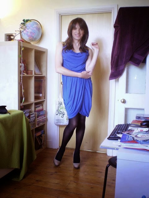 blue dress crossdresser