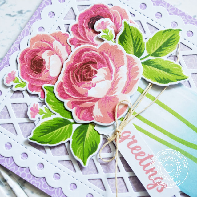 Sunny Studio Stamps: Everything's Rosy Frilly Frames Vintage Jar Greetings Card by Lexa Levana