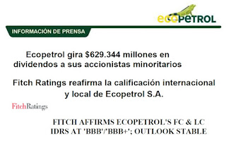 CúcutaNOTICIAS ☼ Noti-Ecopetrol « Comunicados: Girán dividendos :: Fitch Ratings reafirma calificación :: Informe completo en inglés