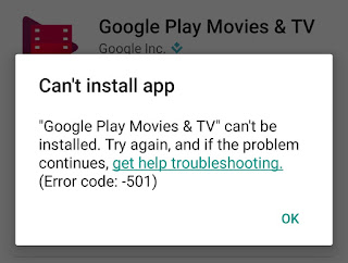 Google Play Store Error 501 while updating a Google app