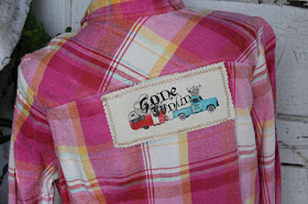 distressed pink flannel shirt
