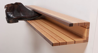 wall-mounted shoe rack, wood