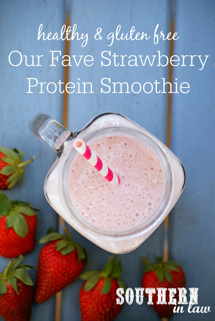 Low Fat Strawberry Protein Smoothie Recipe - high protein, low carb, gluten free, grain free, paleo, high protein, refined sugar free, healthy strawberry milkshake recipe, strawberry protein shake