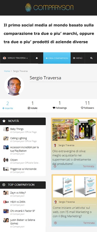 Seguimi su Comparyson - Sergio Traversa Marketing