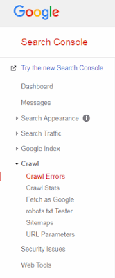 Crawl >> Crawl Errors - Google Search Console Webmaster Tools