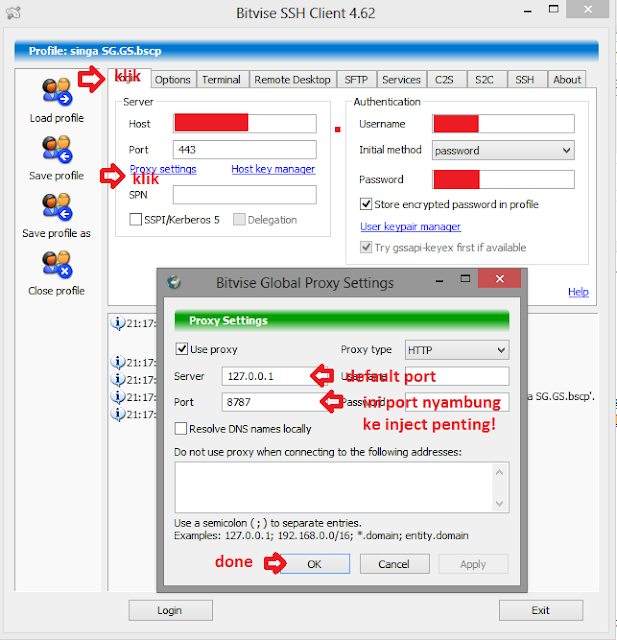Tutorial Lengkap Internet Gratis SSH Menggunakan Inject, Bitvise dan Proxifier Khusus Pemula Tutorial Lengkap Internet Gratis Menggunakan SSH / Shell Secure | Panduan Pemula, Trik Internet Gratis Menggunakan SSH, Trik Internet Gratis SSH, Trik Internet Gratis di Komputer, Trik Internet Gratis di PC, Trik Internet Gratis di Laptop, Trik Internet Gratis terbaru, Trik Internet Gratis Selamanya, Trik Internet Gratis 2015, Tutorial pengaturan Bitvise, Tutorial pengaturan Proxyfier