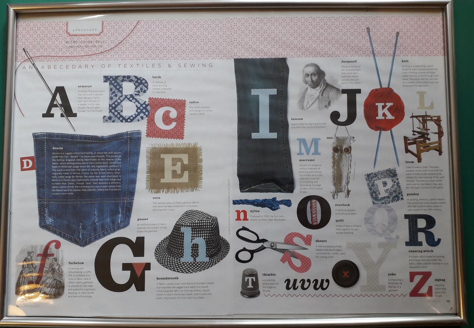 'Uppercase's' ABC of textile things involved in my craft