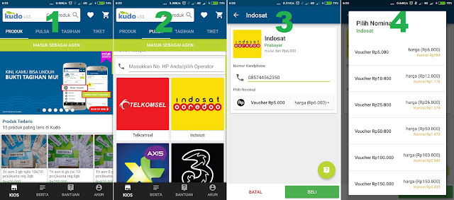 Halaman transaksi Kudo via Kudo Android Mobile Application