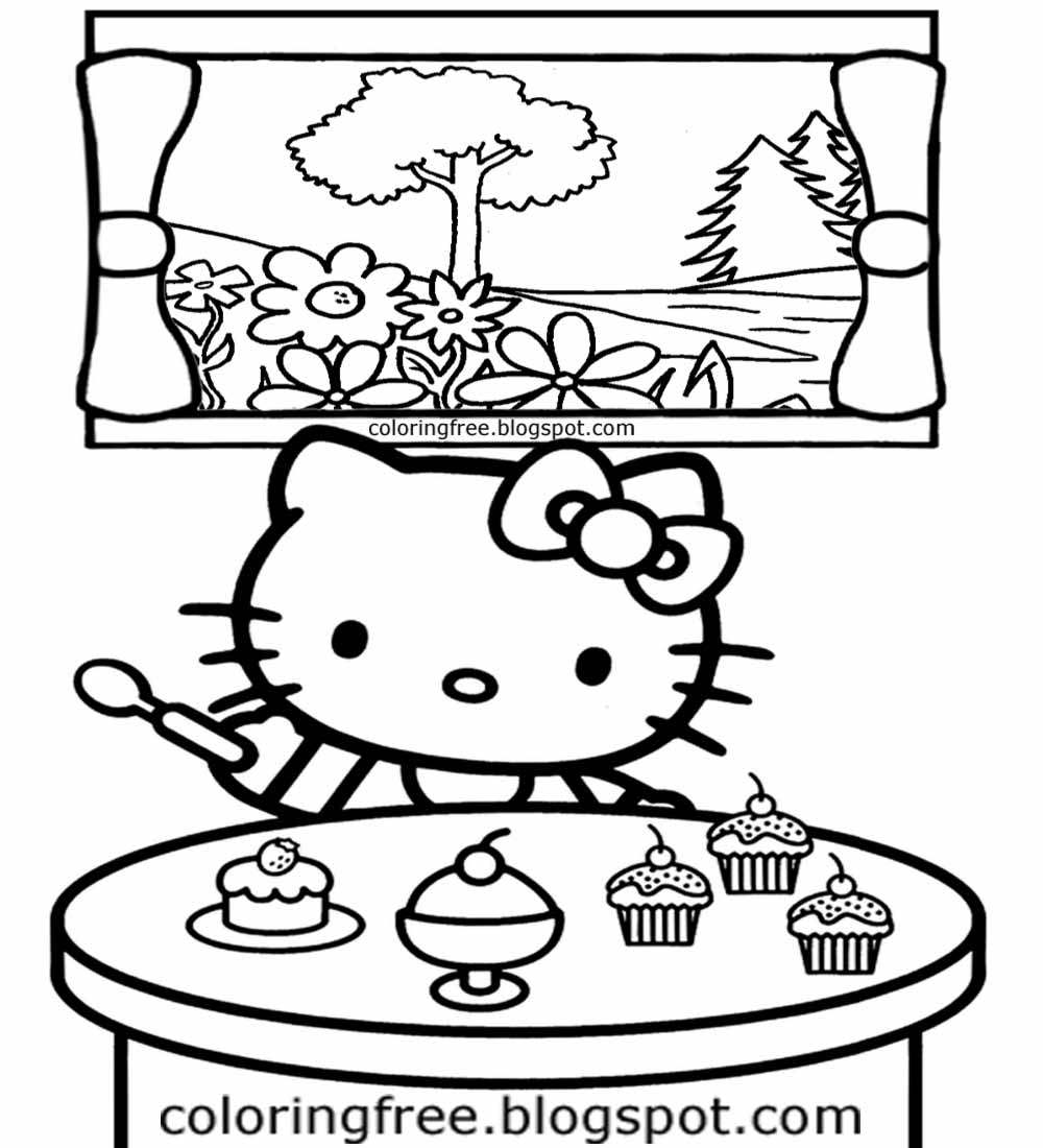 10 Sweet Hello Kitty Baking Coloring Pages for Kids