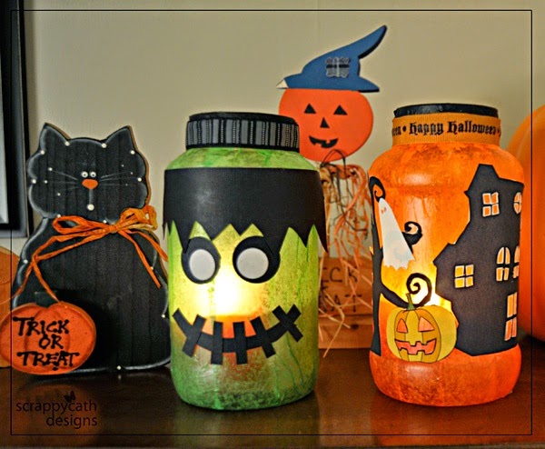 Make Halloween Frankenstein Luminary Jars