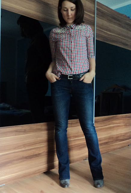 My Moonriver: OOTD/ Denim and pearly check shirt