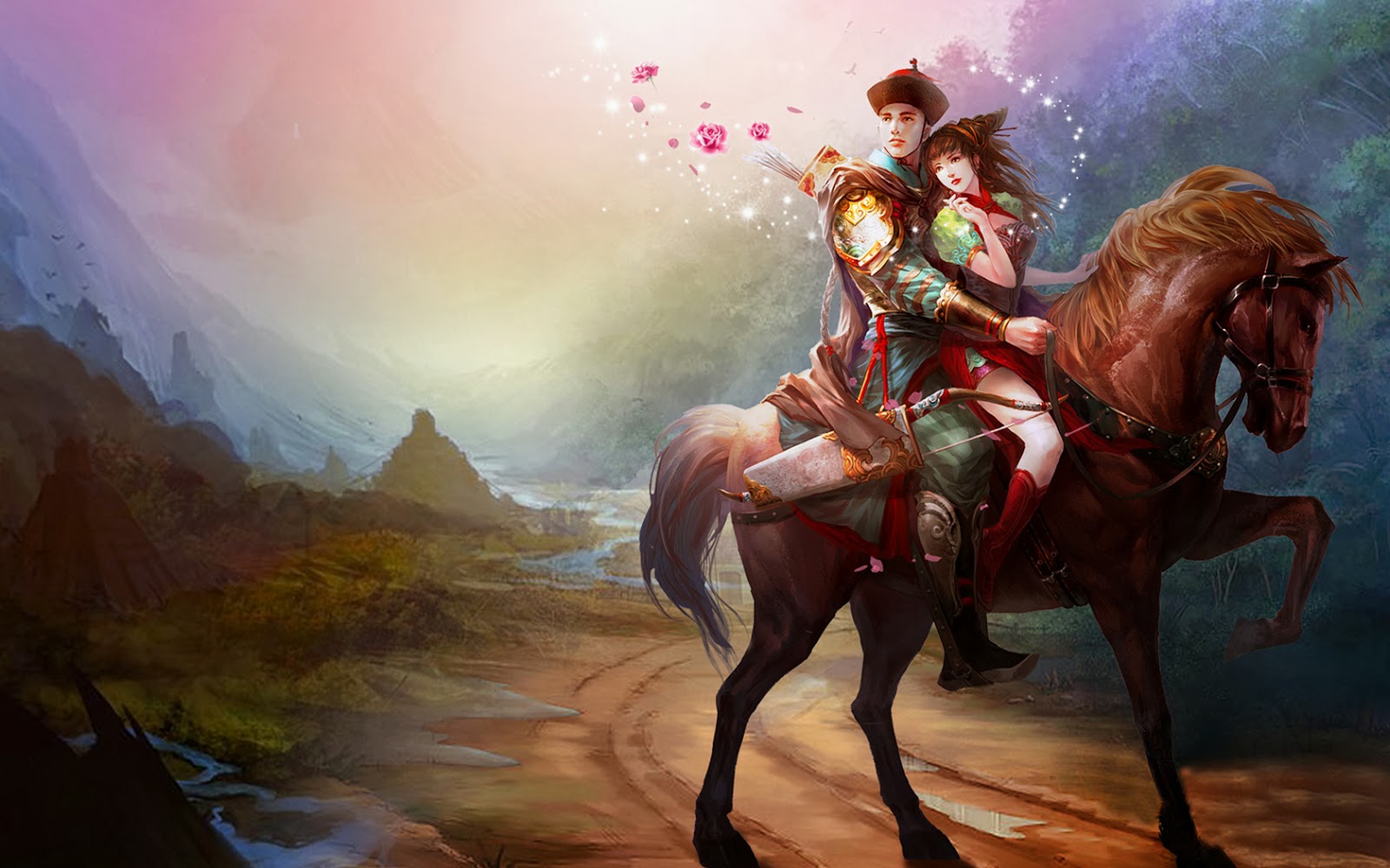 Asian-lovers-riding-horse-romantic-paintings-wallpapers.jpg