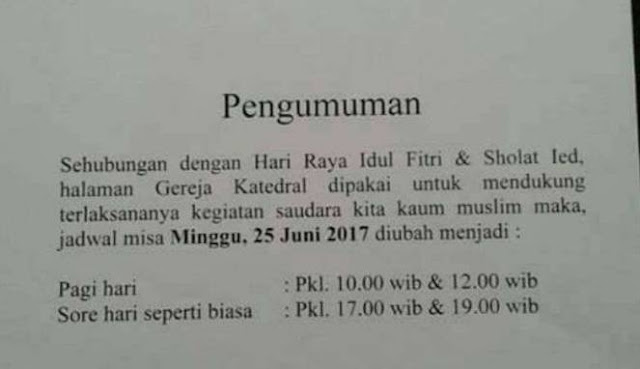 Pangkas Jadwal Misa Guna Hormati Idul Fitri, Kebijakan Gereja Ini Menuai Decak Kagum Netizen