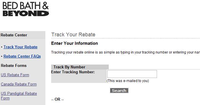 Www Bedbathrebates Track Your Rebate Online