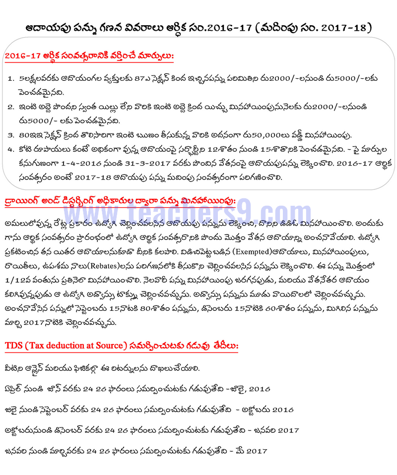 TAX DETAILS IN TELUGU AP Teachers useful Information