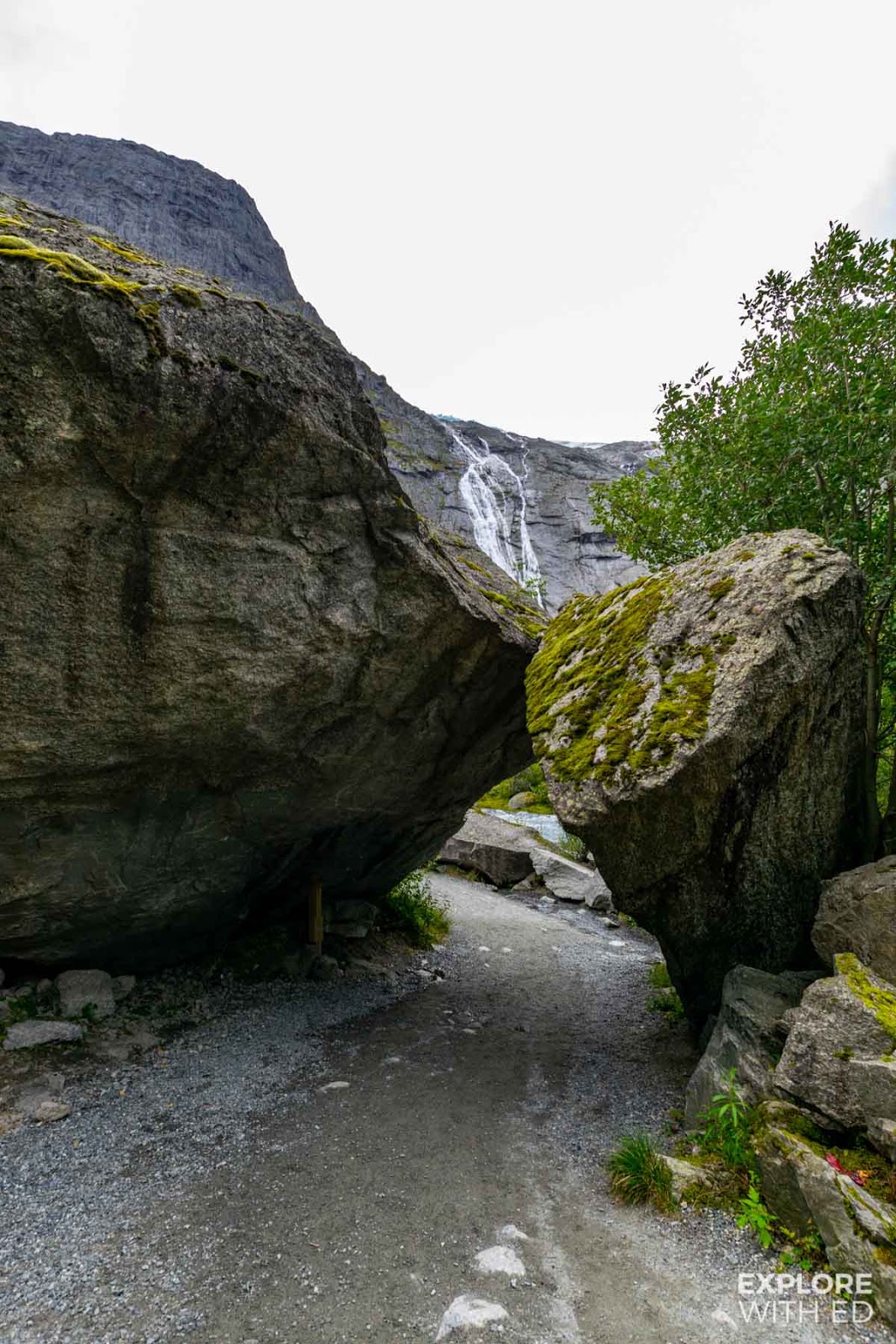 Rocky passage near Briksdal Glacier