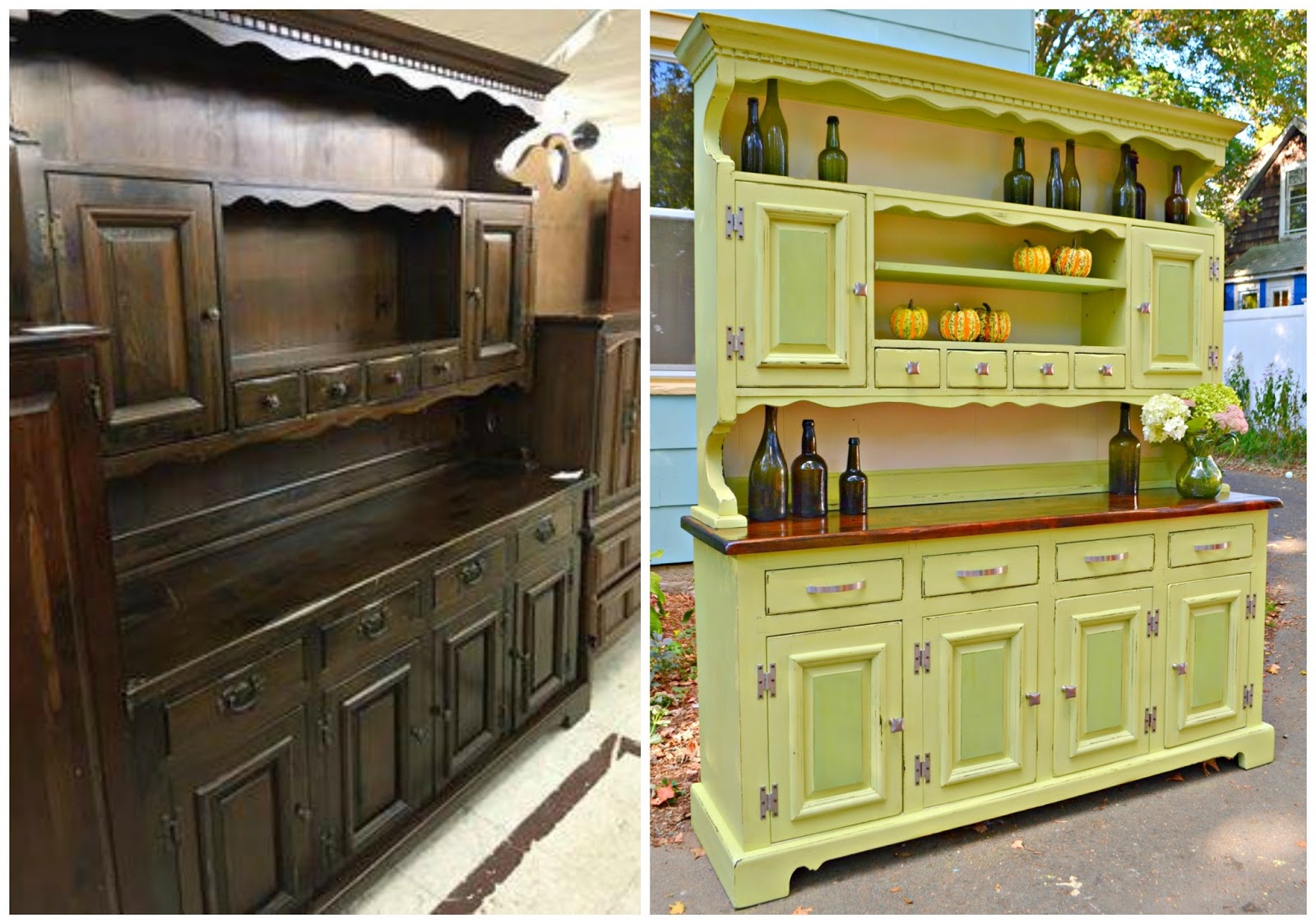 Heir and Space A Pine Hutch in Shades of Green