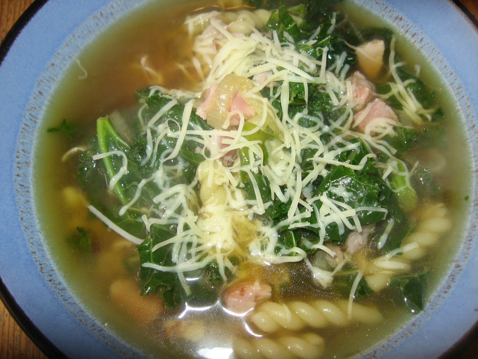 Kate's blog (Reading & Eating) Dinner, 5/5/15 Ham, Kale and Pasta Soup