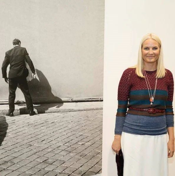 Crown Princess Mette-Marit of Norway attended the opening of a photography exhibition in memory of artist Diptyk/Tom Sandberg at Kunstnernes Hus in Oslo