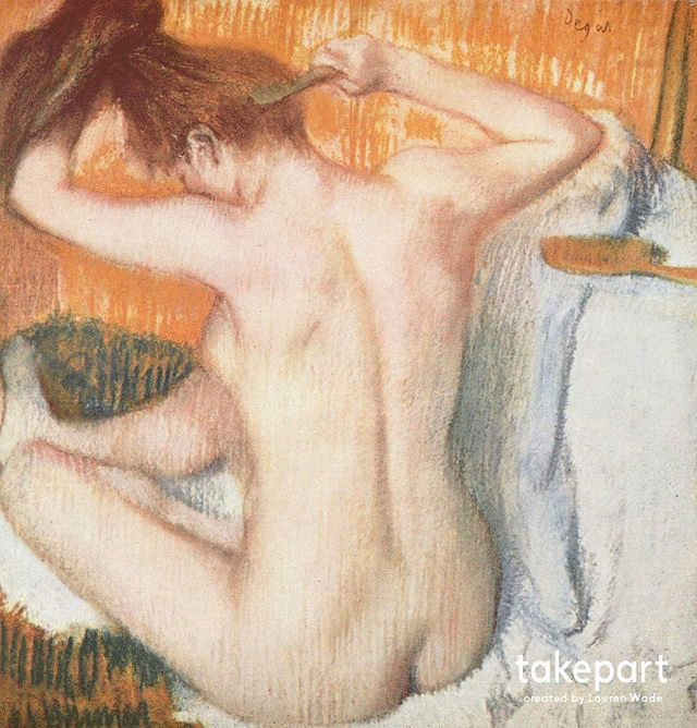 How Women in Iconic Paintings Would Look if They Got Photoshopped to Fit Today's Ideals -Edgar Degas, La Toilette (1884-86)