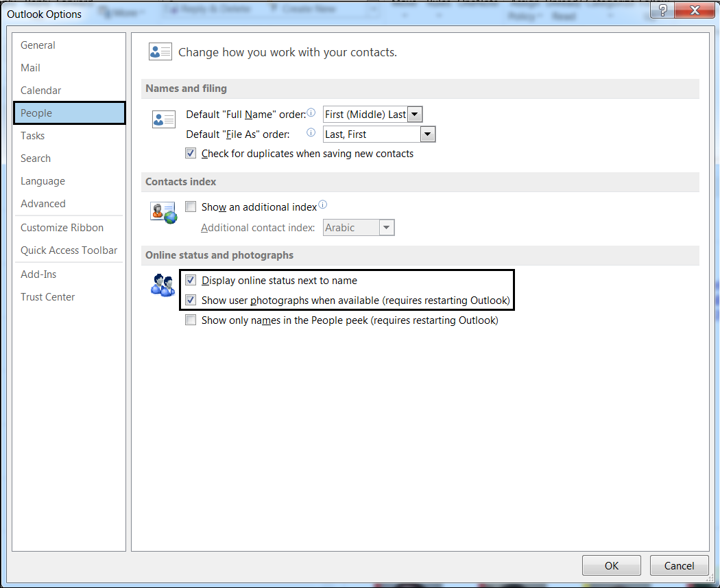 Outlook does not show my Skype for Business Presence Status. UC Now