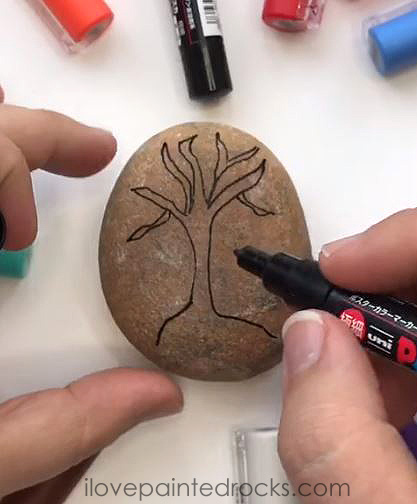 tree rock painting idea