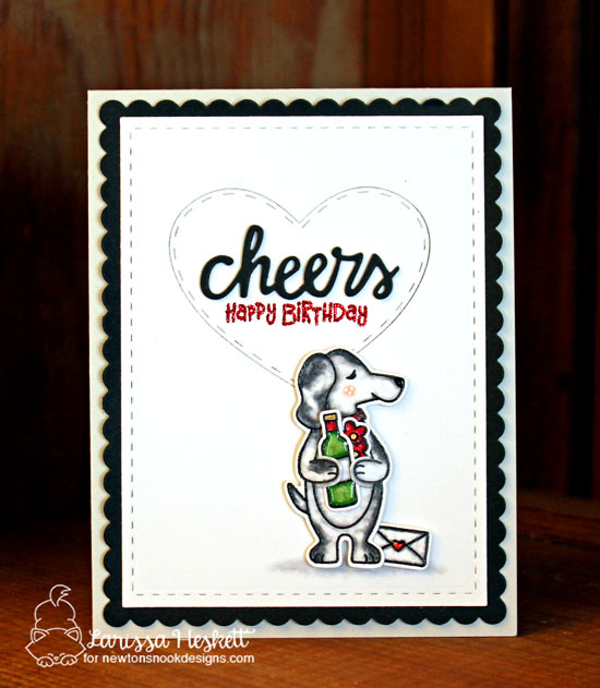 Cheers Dog Birthday Card by Larissa Heskett | Sending Hugs Stamp Set by Newton's Nook Designs #newtonsnook #handmade