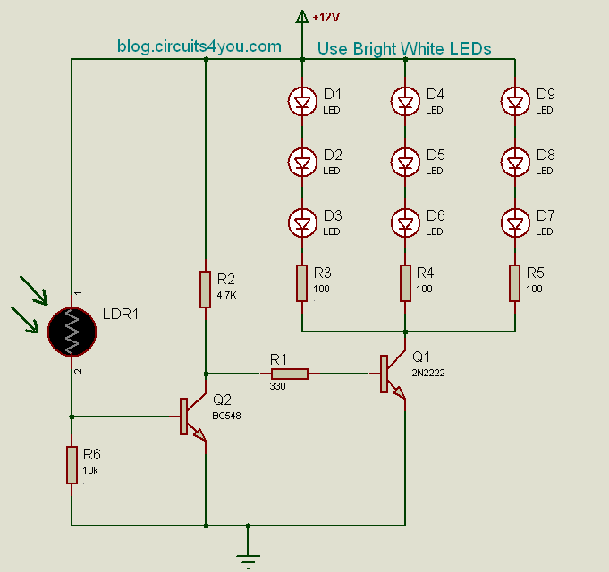 Simple Dark Activated Lamp Circuit Diagram