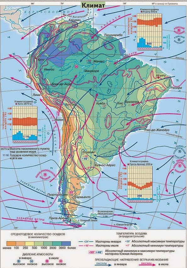 Абсолютная максимальная температура южной америки. Климатическая карта Южной Америки 7 класс. Карта климатических поясов Южной Америки. Климатические пояса Южной Америки. Карта атласа климатические пояса Южной Америки.