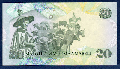 Lesotho 20 maloti banknote note bill