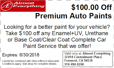 Discount Coupon $200 Off Premium Auto Paint Sale June 2018