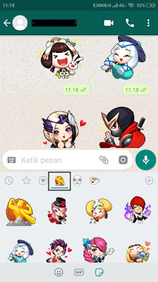 Stiker Emoji Emotikon Bertema MLBB pada Whatsapp Apps