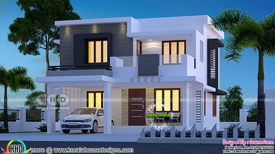 Flat model contemporary Kerala home 1680 square feet