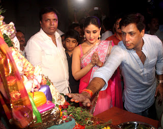 Kareena Kapoor & Madhur  at Ganesha Pandal to promote 'Heroine'