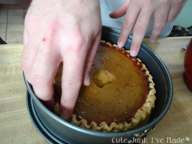 Cherpumple - setting pie into pan