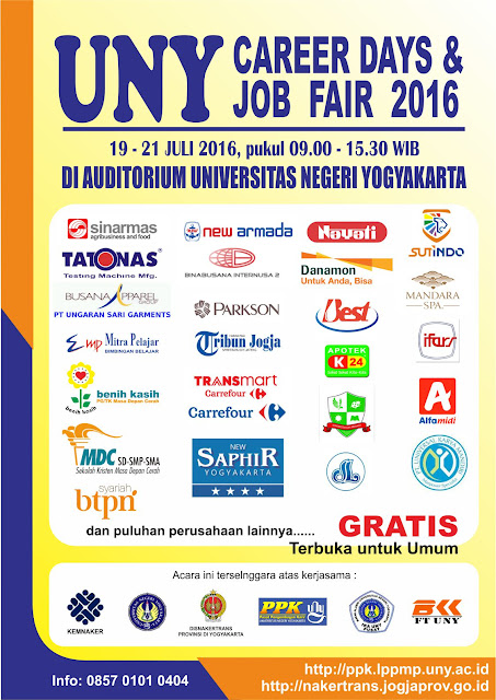 UNY CAREER DAYS & JOB FAIR 2016 - Lowongan Kerja Guru dan SMK/SMA