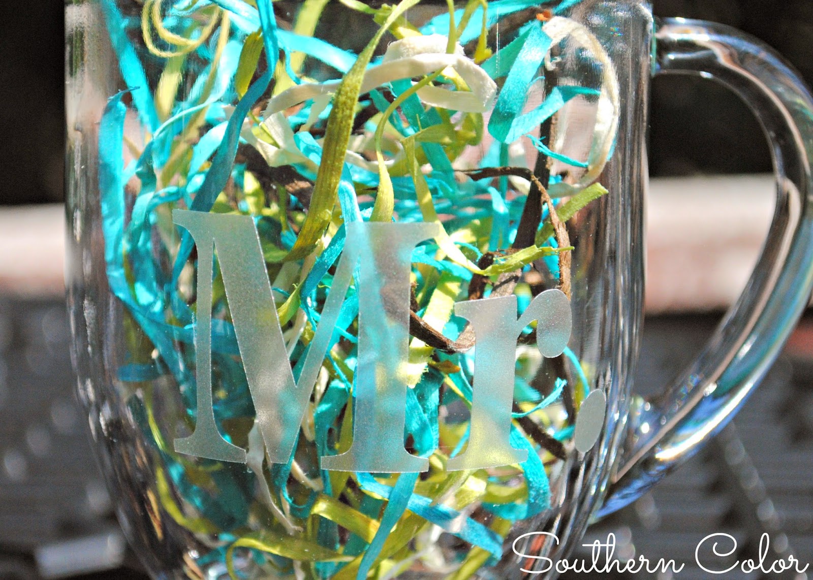 Southern Color Etched Glass Vinyl Coffee Mugs