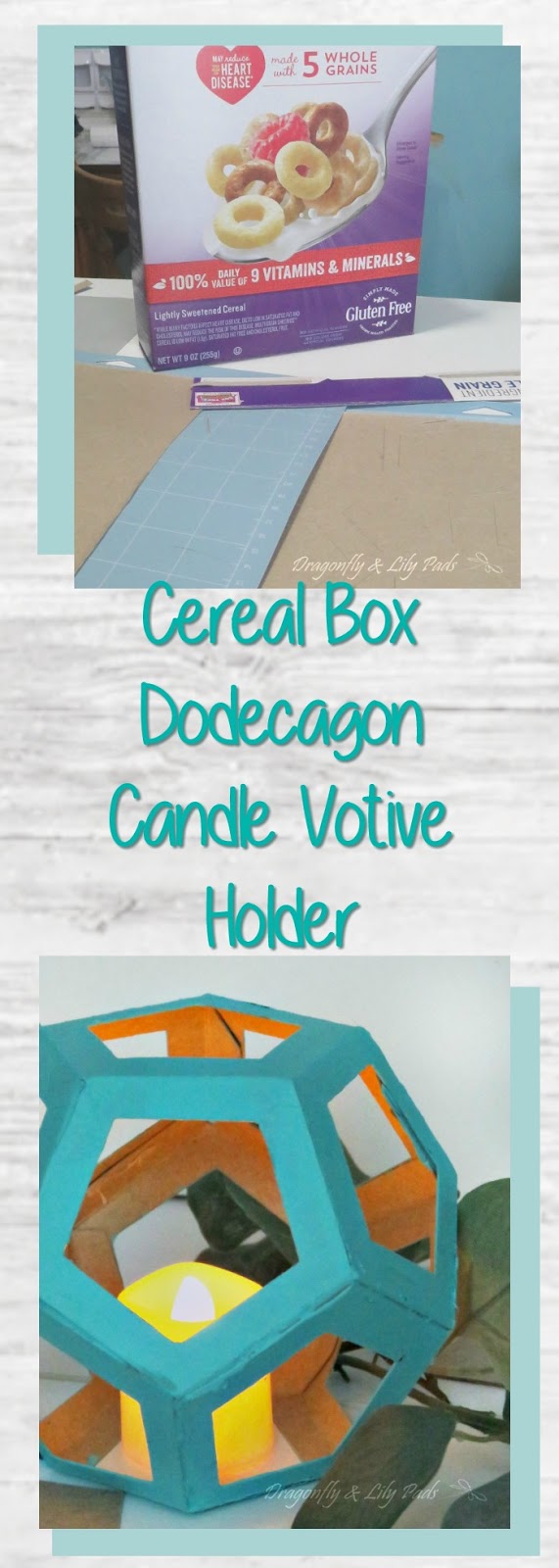 Cereal Box made into Dodecagon Votive Candle holder for Battery Operated Candle
