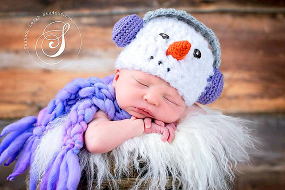 Christmas baby snowman hat Crochet pattern
