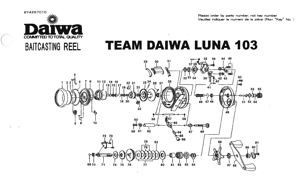 team daiwa luna 103 203 253 300 schematics | most complete fishing