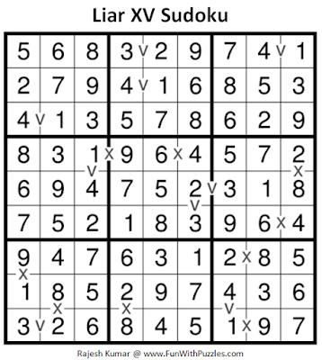 Liar XV Sudoku (Fun With Sudoku #222) Puzzle Answer