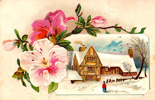 digital flower design image antique illustration flower winter country digital image