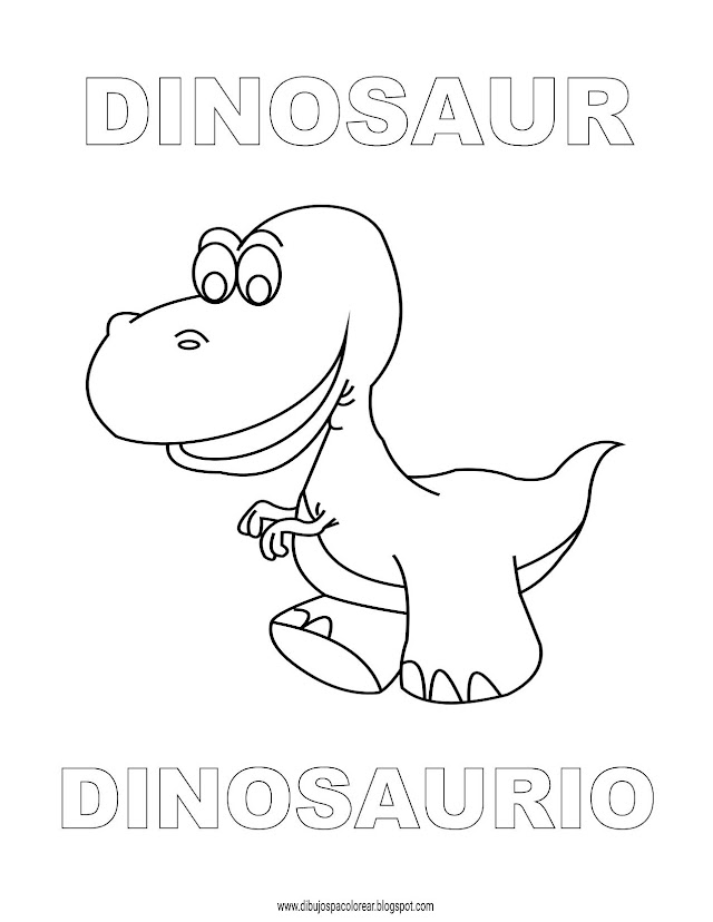 Dibujos Inglés - Español con D: Dinosaurio - Dinosaur