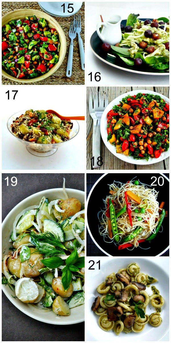 a selection of vegan salads