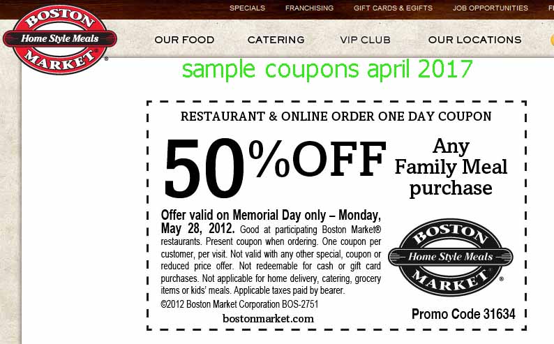 Printable Coupons 2020 Boston Market Coupons Printable Coupons 2020 Boston Market Coupons