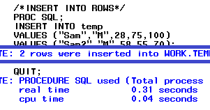 PROC SQL : INSERT INTO image.